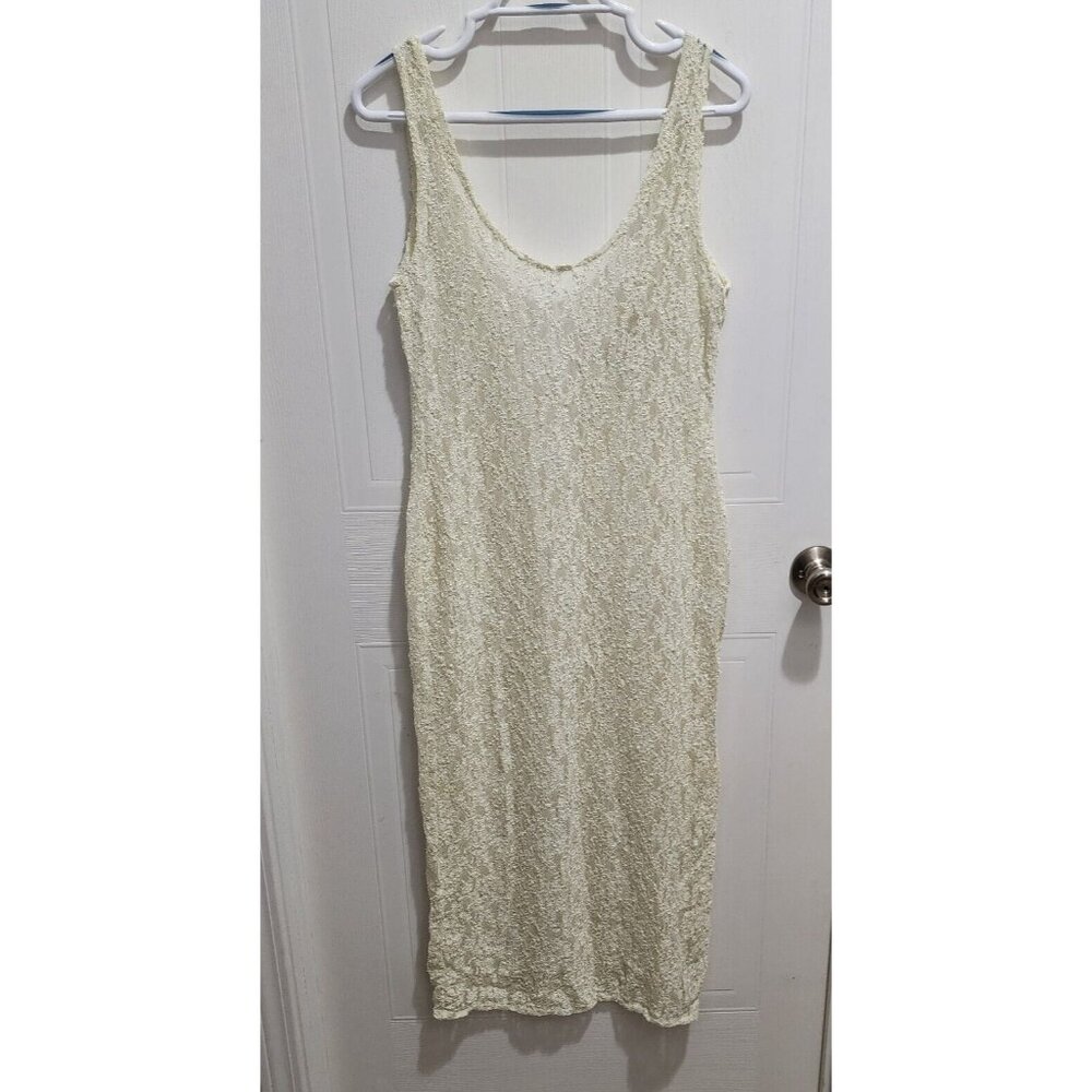 Victoria's Secret Gold Label Sleeveless Bodycon Slip Dress Sheer Floral Lace M